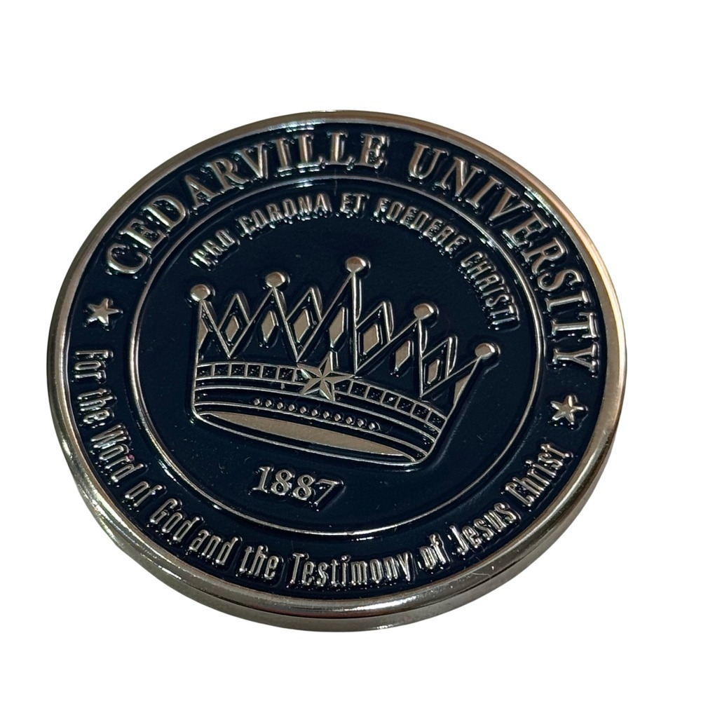 Cedarville University Challenge Coin‎ Blue Silver Crown 9:55 Token Graduation